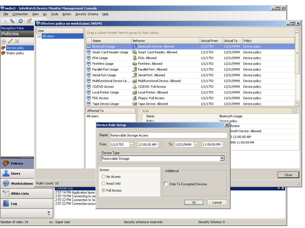 Infowatch Device monitor Console